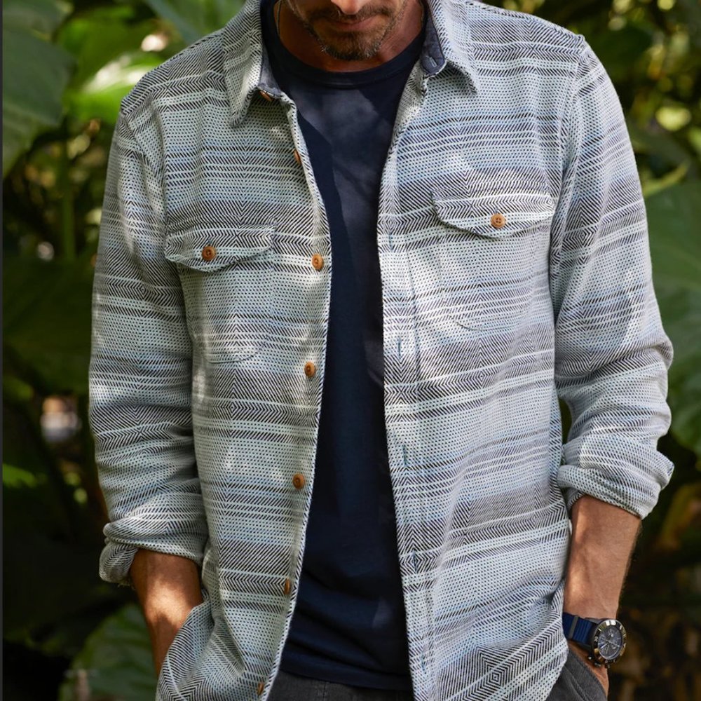 OUTERKNOWN - Blanket Shirt "Sky Blue Mojave Stripe "Sky Blue Mojave Stripe"